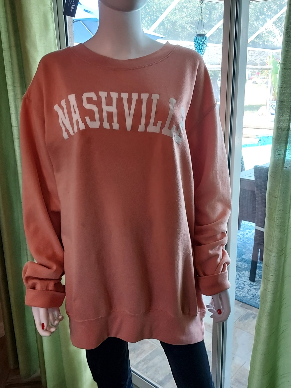 MV Sport Nashville Coral Pink Crewneck Oversized Sweatshirt. 2XL